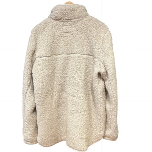 Abercrombie Soft Sherpa Fleece Quarter Zip Pullover Jacket Cream Cozy XL - Picture 2 of 4
